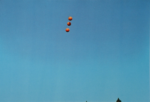 museumuesum:  John Baldessari Throwing Three Balls in the Air to Get a Straight Line