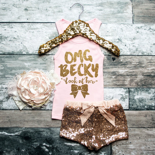 Baby Girl Clothes OMG Becky Shirt Look At Her Bow Tank Gold Baby Girl Shirt Hipster Baby Clothes Bab