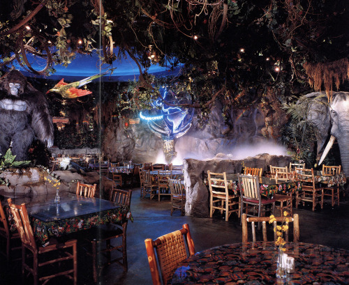 newwavearch90:  Rainforest Café - Arizona Mills & Disney Village Marketplace (1997 & 1996)Designed by the Rainforest Café Design Division teamScanned from ‘Theme Restaurants’ by Mike Kaplan (1997) & ‘American Theme Restaurants’
