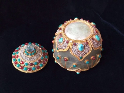Nepalese Crystal Gulpa Classic Jar Pot with Gem Inlay https://www.etsy.com/listing/503494932/nepal-s
