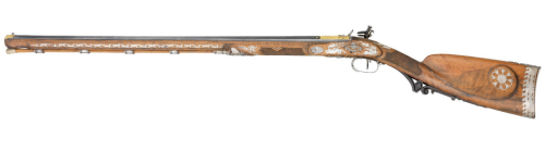 A gold and silver decorated presentation flintlock rifle by Nicolas Noel Botet of the Versailles Arm
