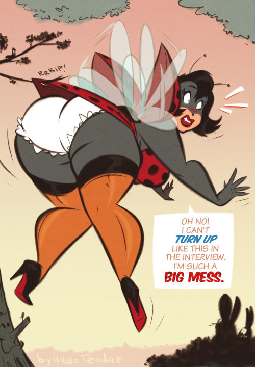   Lady Bug - Big Mess - Cartoon PinUp Sketch Commission  I’m not a superstitious man, but I agree that ladybug landing on you means good luck :DCommission for https://www.deviantart.com/stelo-productions95 of his OC Lady Bug running, I mean flying