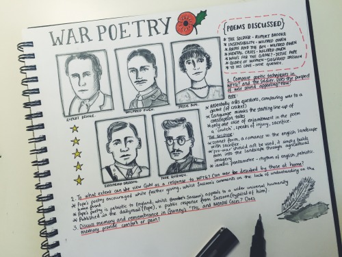 Just found some half finished notes on WW1 Poetry. Kind of sad I never finished them.