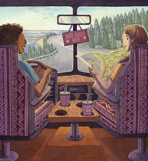 Did an illustration for the Boston Globe about a couple whos first home is an old Winnebago! The art