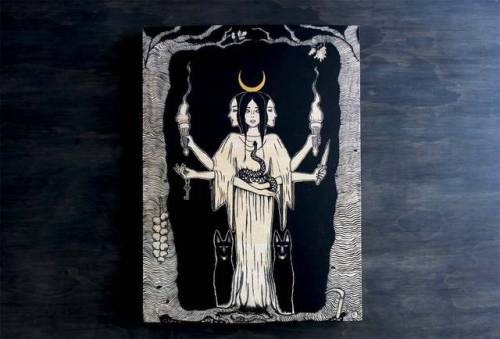 Hekate Triformis on Wood Panel //MelancholyMemento