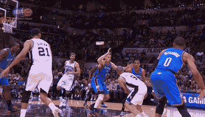 nbacooldudes:  Tony Parker, Tiago Splitter, and Tim Duncan move the rock in the Spurs’ 112-77 Game 2 win over the Thunder. (05/21/14) 