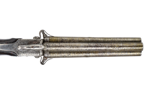 Four shot percussion pepperbox revolver, mid 19th century.from Czerny’s International Auction House