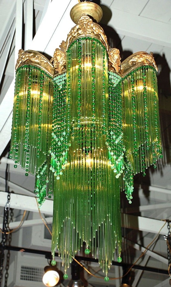 Me Over The Last Day: Obsessed With These Art Nouveau Beaded Chandeliers That Use Long Rods Of Glass