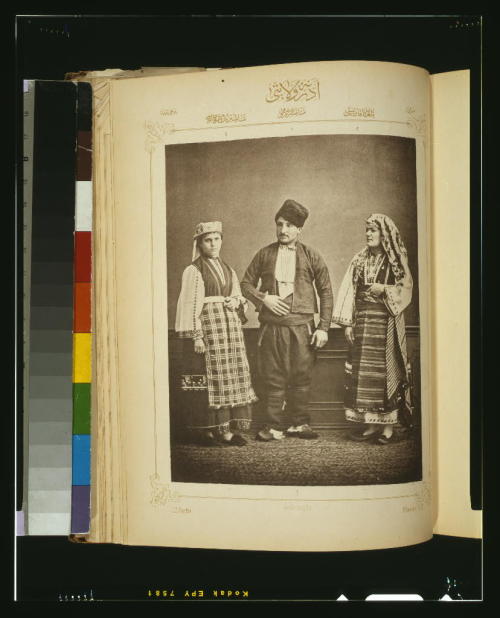 Studio portraits of models wearing traditional clothing from the Vilayet of Adrianople (now Edirne P