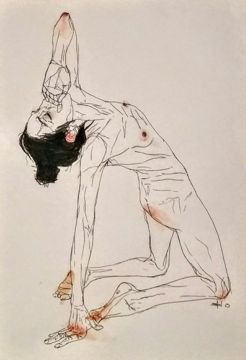 bael-art:  Jac Figure Study - Ink on paper A quick and loose (egon schiele-esque) figure drawing I d