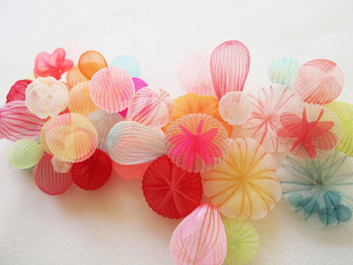 Sea-inspired jewellery made from translucent fabric by Mariko Kusumoto