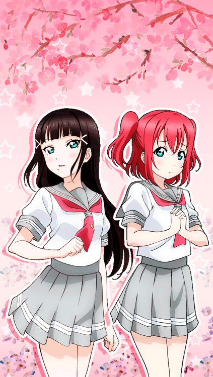 yoshiohka: Love Live! Shunshine!! ☆ Aqours lockscreens (´∀｀*)  Kurosawa Ruby and Kurosawa Dia (640