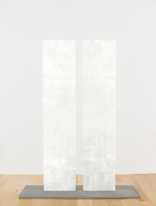 Mary CorseUntitled (Beams), 2021Glass microspheres on powder coated stainless steelCourtesy Pace Gal