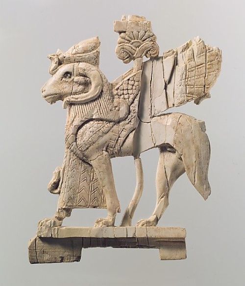 Openwork plaque with ram-headed sphinxPeriod: Neo-AssyrianDate: ca. 9th–8th century B.C.Geography: S