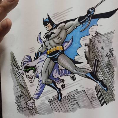 A fun commission, a spin on Amazing Fantasy #15. #Batman #btas #joker #comics #comicbooks #consketches #conventionsketches #copics