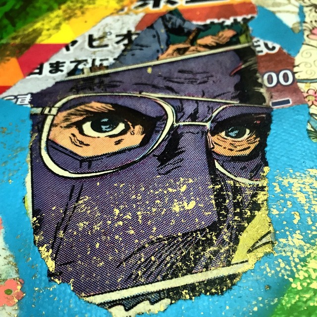 Parts of Paintings #PaperMonster #paper #comic #comics #collage #comicbookart #stars #stencil #streetart #stencilart #stencilgraffiti #graffiti #graffitiart #urbanart #mask #glasses #pattern #pochoir #gold #splatter #art #contemporaryart...