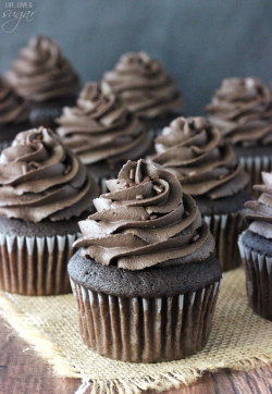 foodffs:  Moist Chocolate Cupcakes with Ganache