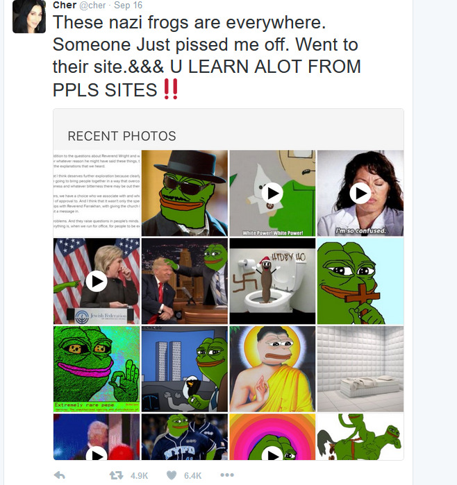 manfredvonfuckyourself:  Cher’s Twitter reads like a bot that makes political shitposts