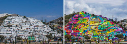 sixpenceee:  Mexican Government Asked Street Artists To Paint 200 Houses To Unite Community A youth organization that’s been known  to use graffiti as a means of expression has teamed up with the  government of Mexico to rehabilitate Palmitas, a town