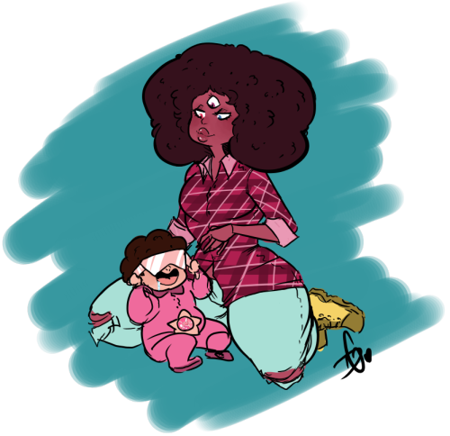 squidbiscuit:  Grunge Garnet and babby Steven~