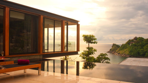 {These are photos of the villas at the Naka Phuket. Each villa has its own endless, long, rectangula