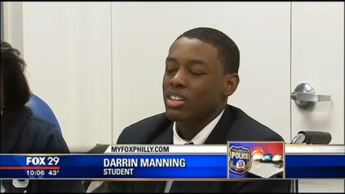 mas0n-jars:  prettyboyshyflizzy:  faithartandcurls:  wakeupslaves:  Darrin Manning, Pa. Teen, Has His Testicle Ruptured By Racist White Female Cop Pennsylvania teenager Darrin Manning started his day excited to play in a basketball game. It ended with