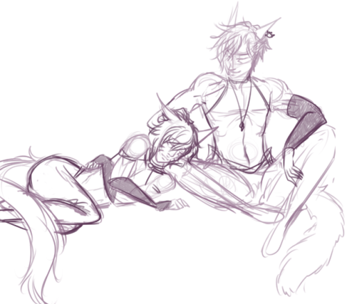 sammi-doodles: WIP from a few months ago…Quinnen and Sainte nap time  T//A//T this is just so