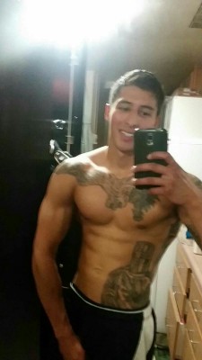 straightdudesnudes:  Forever wishing I could have gotten more nudes from this Hispanic hunk, but Chris is very selective in what and when he sends me the goods so this will have to suffice!