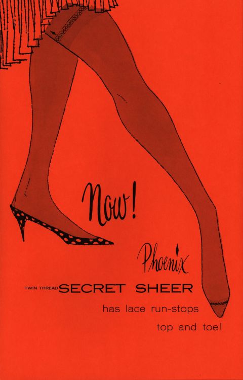 My 15th is Nylon Stockings Day!These colorful 1950s hosiery ads are from the Phoenix Hosiery Company
