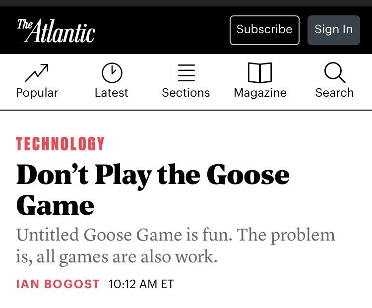 Don't Play Untitled Goose Game - The Atlantic