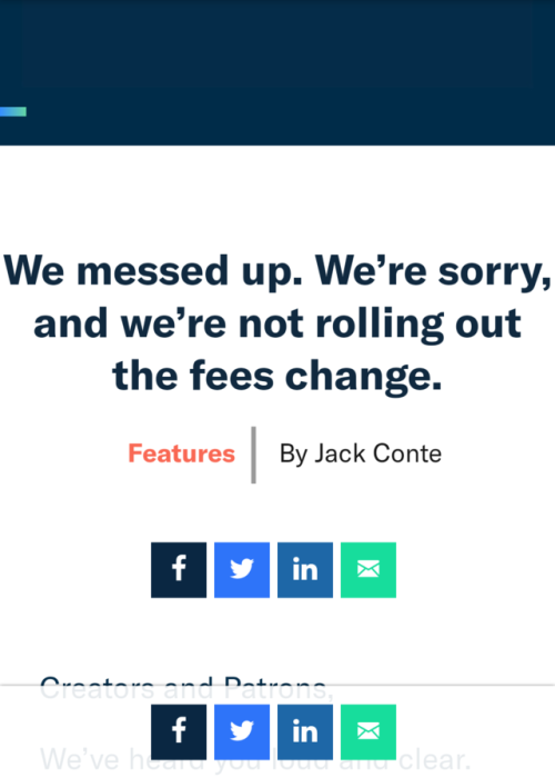 thebibliosphere: thebibliosphere:   https://blog.patreon.com/not-rolling-out-fees-change/  PATREON BACKED DOWN!!! 🎉🤘🎉🤘🎉   Creators and Patrons, We’ve heard you loud and clear. We’re not going to rollout the changes to our payments system