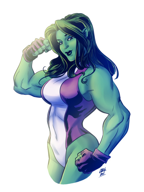 ginjle:  warm up colours 2.0 of she-hulk by cameron stewart 