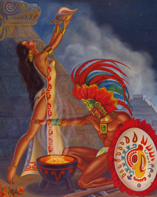 gmgallery: “Invocacion Azteca” likely by Armando Drechsler, 1940s www.stores.eBay.com/Gr