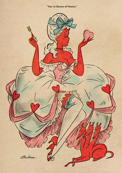 snootyfoxfashion:  Valentine’s Pinup Art Prints by SvetaShubinaGallery  x / x