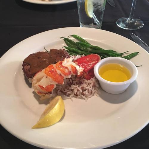 Second Course; Surf & Turf! Lobster Tail and Steal au Poivre  (at Rotunda-West, Florida)
