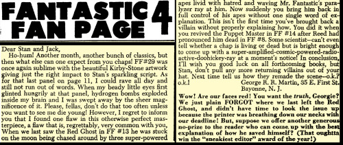 August 11, 1964:  In the letters section of “Fantastic Four” #32, Marvel printed a lette