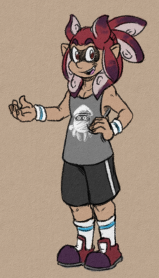 inkling character. didnt know what clothes to put him in so now it looks like hes into blooper basketball or some shit