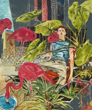 joereorda:  HERNAN BAS The flamingo farmer’s son, 2014 acrylic on linen 72 x 60 inches 182.9 x 152.4 cm