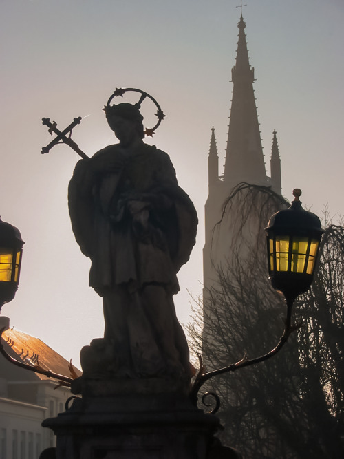 mynocturnality:Statue near the church of Our Lady of Bruges, Belgium.⚜ Gothic month on @mynocturnali