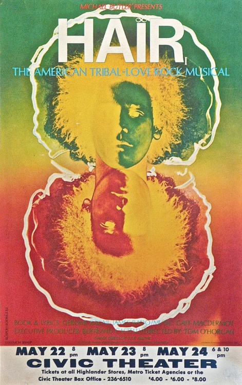 Poster for Hair – The American Tribal-Love Rock Musical, 1968. Photograph by Ruspoli-Rodriguez, Nato