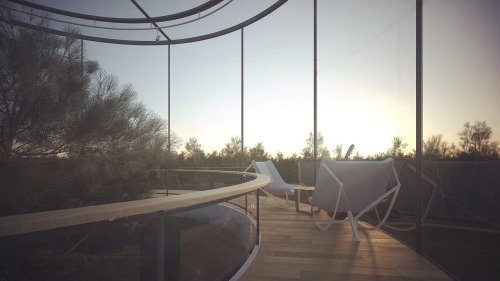 smallandtinyhomeideas:  TREE IN THE HOUSE | A.Masow Design / Almasov Aibek   Camouflaged amongst the dense firs in the mountainous Almaty City in Kazakhstan, young Kazak architect Almasov Aibek of A.Masow Design Studio proposes a woodland sanctuary.