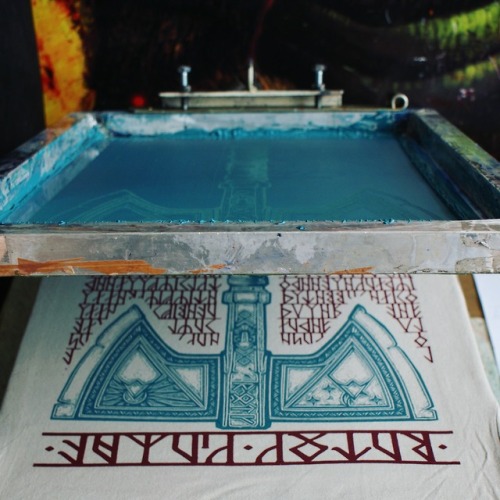 Printing spree! A dwarven axe in the making!All our t-shirts are 100% hand printed by us and are bro