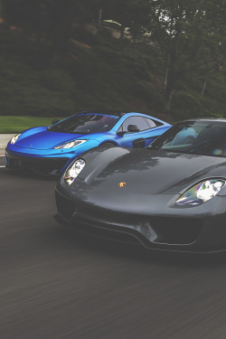 supercars-photography: Porsche 918 &amp; McLaren MP4 Hunting Together (via)