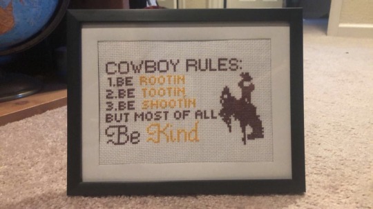 lamborb: garbage-empress:  cowboy advice be rootin be tootin and by god be shootin but most of all be kind   i… made a cross stitch inspired by this post…. it was a christmas present for a friend. he loved it. thanks op 