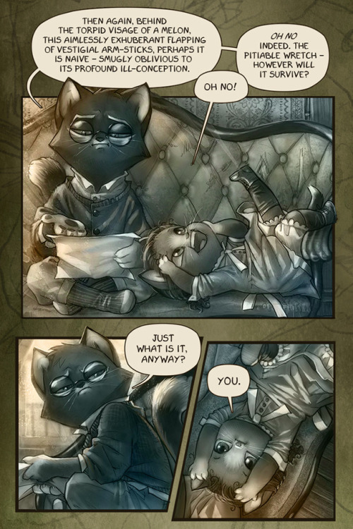 lackadaisycats:“Critique”This started with a reader asking what could make Mordecai smile.  I had a 