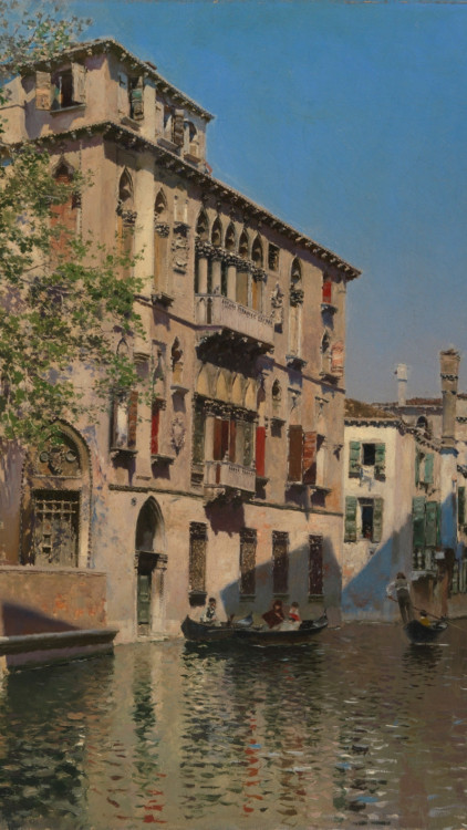 art-wallpapers: Martin Rico y Ortega (1833 - 1908)Venetian Canal View of Paris from the Trocadero Ca