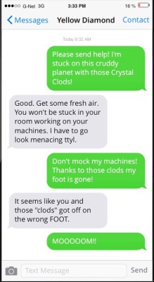 Here Is A Little Text I Made Between Peridot And Yellow Diamond.(Submitted By The-Chocolate-Nation)