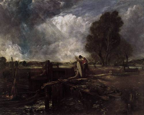 artist-constable: A Boat at the Sluice, John ConstableMedium: oil,canvas