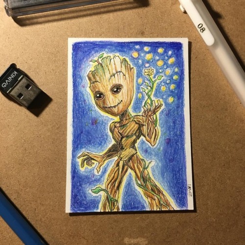 Baby Groot #groot #guardiansofthegalaxy #marvel #drawing #sketchcard #sketchcardmob #followers #disc