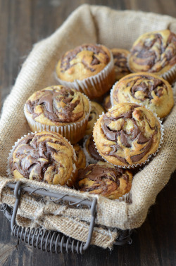 waltzingmatildablog:  Nutella banana swirled muffins. Making these tomorrow, for sure. 